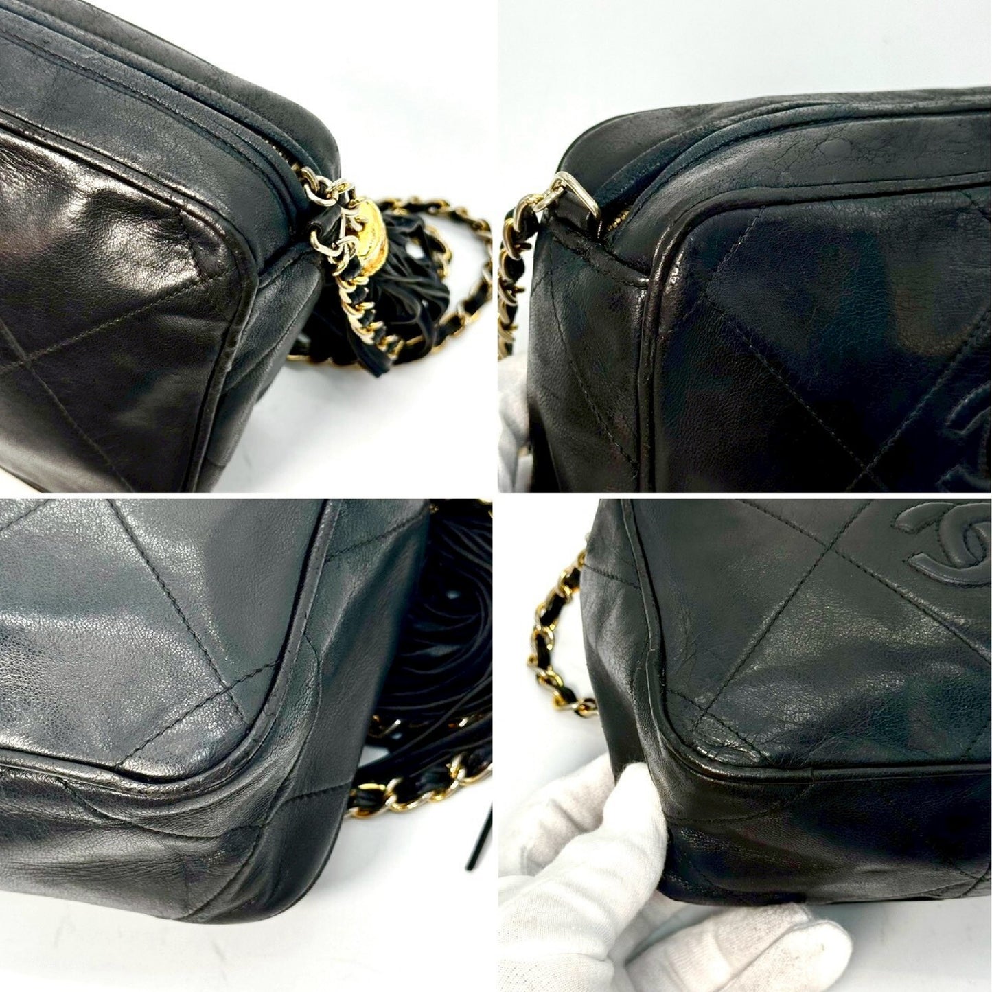 CHANEL Matelasse Lambskin Fringed Chain Shoulder Bag, Black, 0661173 Shoulder Bag