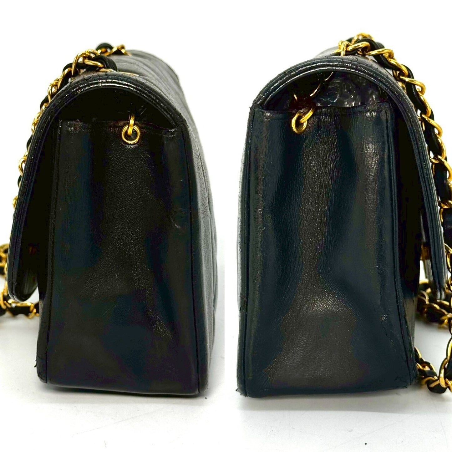CHANEL Matelasse Diana Flap Chain Shoulder Bag, Black, with Serial Seal Remnants