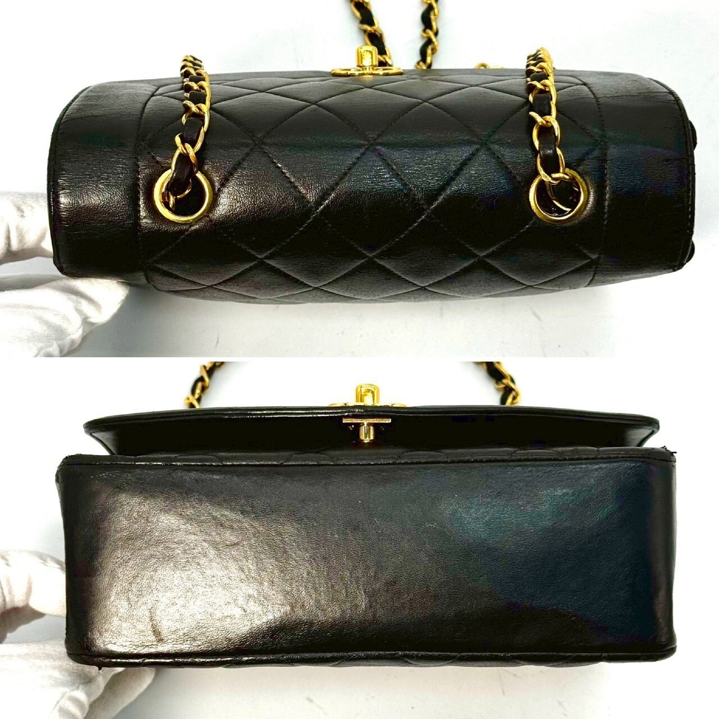 CHANEL Matelasse Diana Flap Chain Shoulder Bag, Black, with Serial Seal Remnants