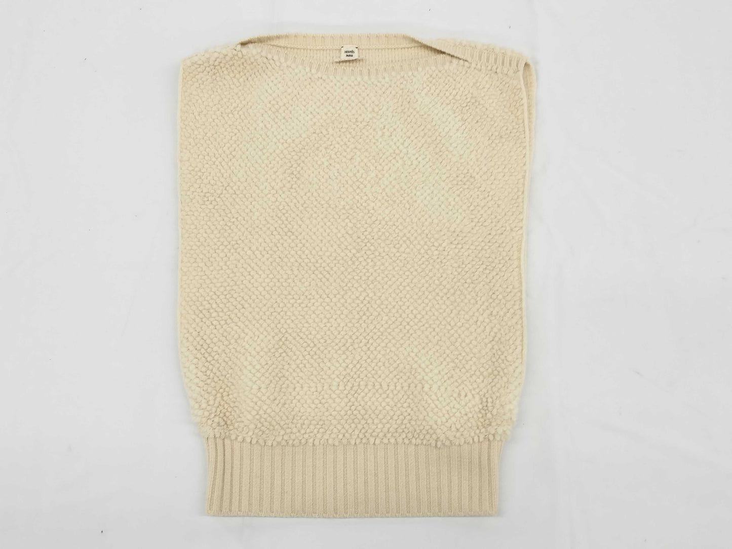 HERMES Knitted Vest Cashmere White Top