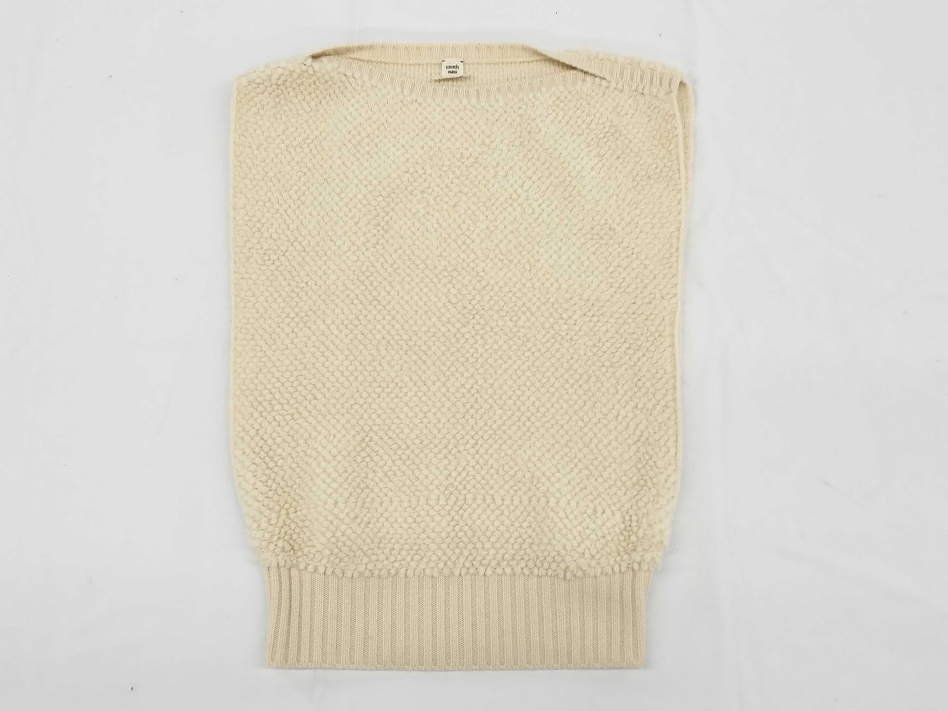 HERMES Knitted Vest Cashmere White Top