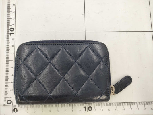 CHANEL Matelasse Coin Case, Lambskin with Silver Hardware, Navy Blue, 22609509