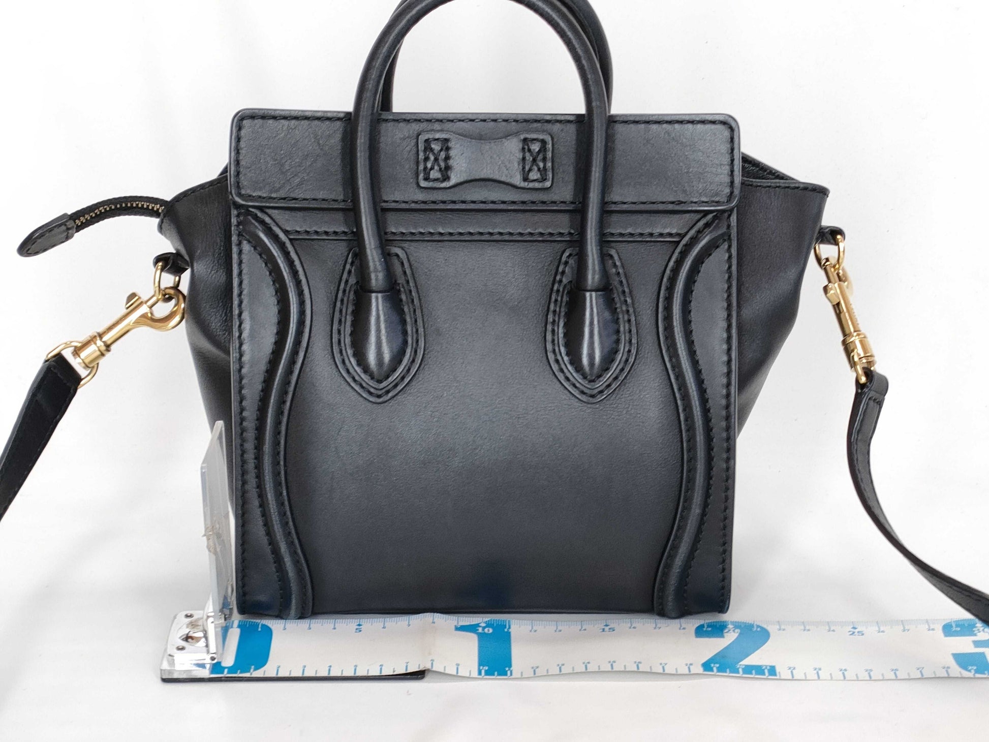 CELINE Luggage Nano Shopper Leather 2-Way Handbag Black Handbag