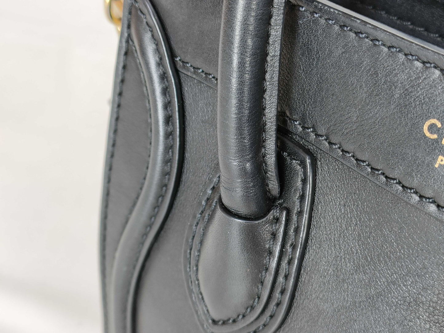 CELINE Luggage Nano Shopper Leather 2-Way Handbag Black Handbag