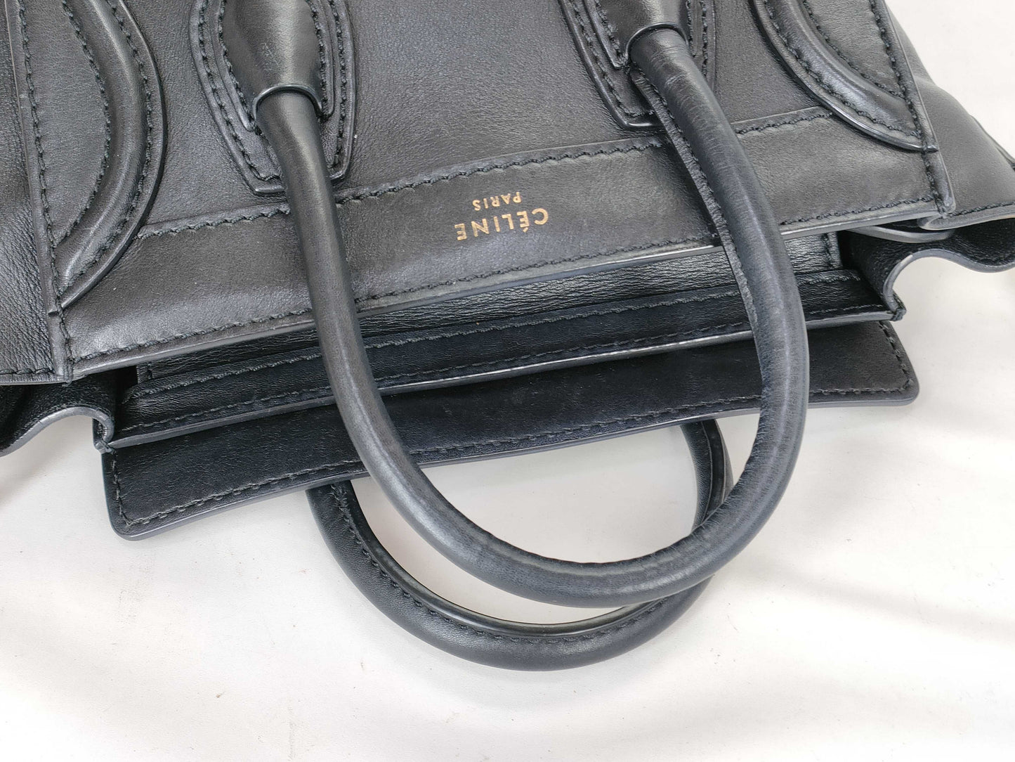 CELINE Luggage Nano Shopper Leather 2-Way Handbag Black Handbag