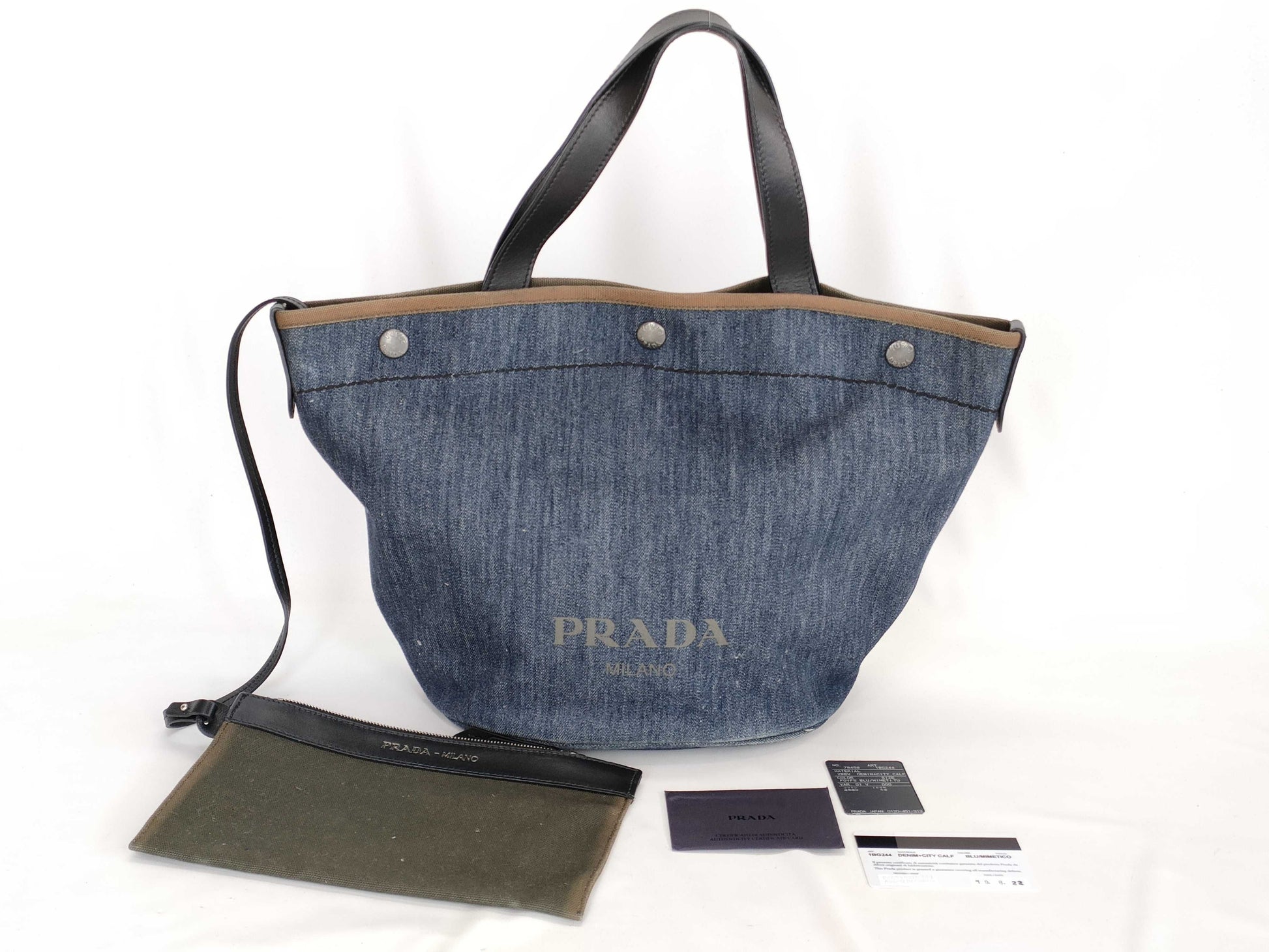 PRADA Kanapa Denim Tote Bag Navy 1BG244 Tote Bag