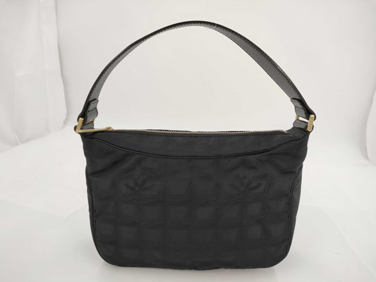 CHANEL New Travel Line Nylon and Leather Handbag, Black Shoulder Bag