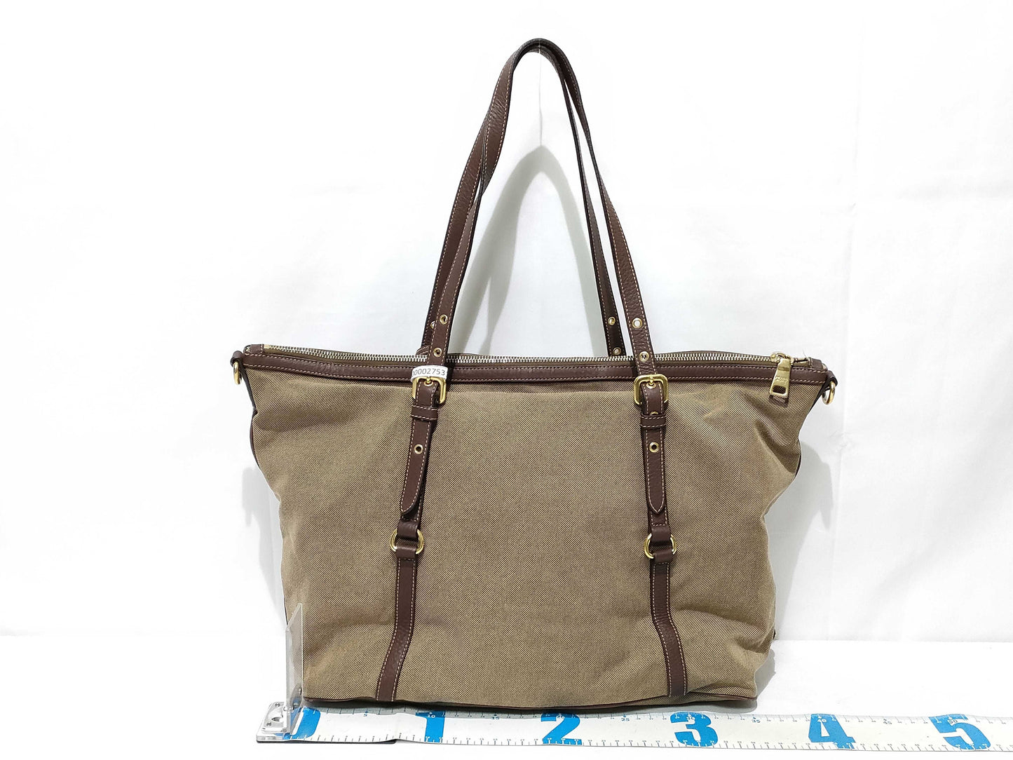 PRADA ID-Prada Bag Jacquard Canvas 36cm #197 GHW Handbag Tote Bag
