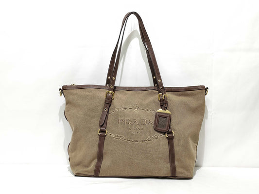 PRADA ID-Prada Bag Jacquard Canvas 36cm #197 GHW Handbag Tote Bag