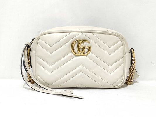 GUCCI ID-Gucci Leather Marmont Shoulderbag 18cm GHW #448065-204991 Shoulder Bag