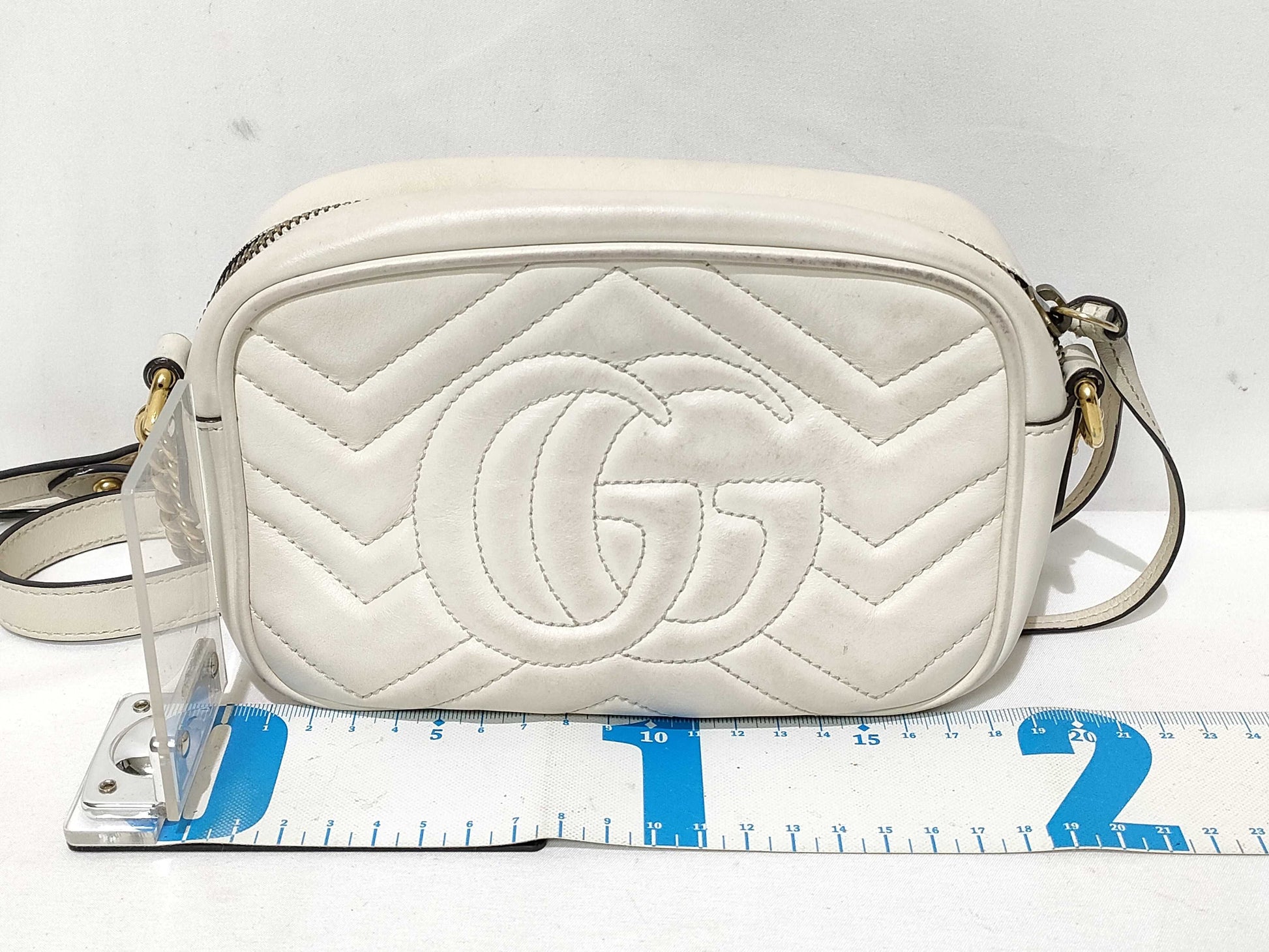 GUCCI ID-Gucci Leather Marmont Shoulderbag 18cm GHW #448065-204991 Shoulder Bag