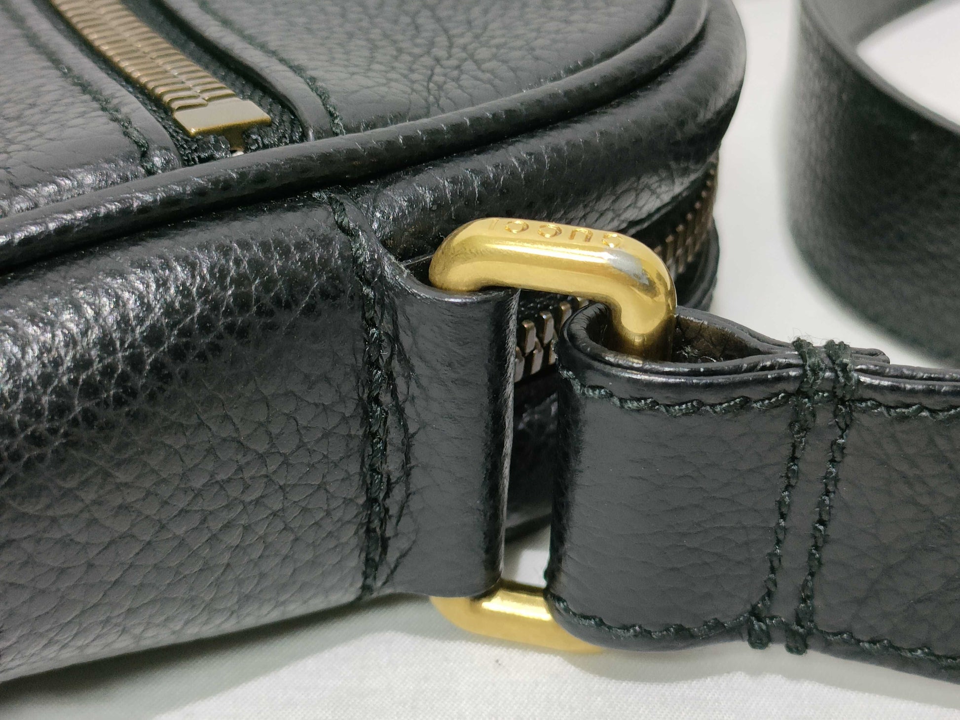GUCCI Gucci Logo Print Leather Shoulder Bag Black 574803 Shoulder Bag