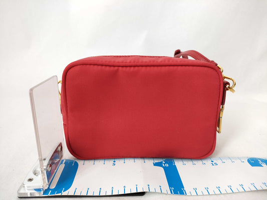 PRADA Nylon Prada Tesuto Nylon x Leather Shoulder Bag Red 1NF727 Shoulder Bag