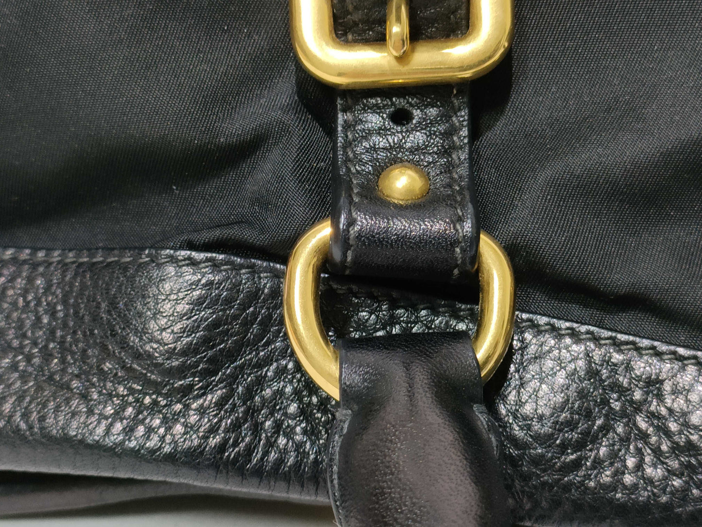 PRADA Nylon SG-Prada Nylon & Leather 2 Way Handbag Black BN2032 Handbag