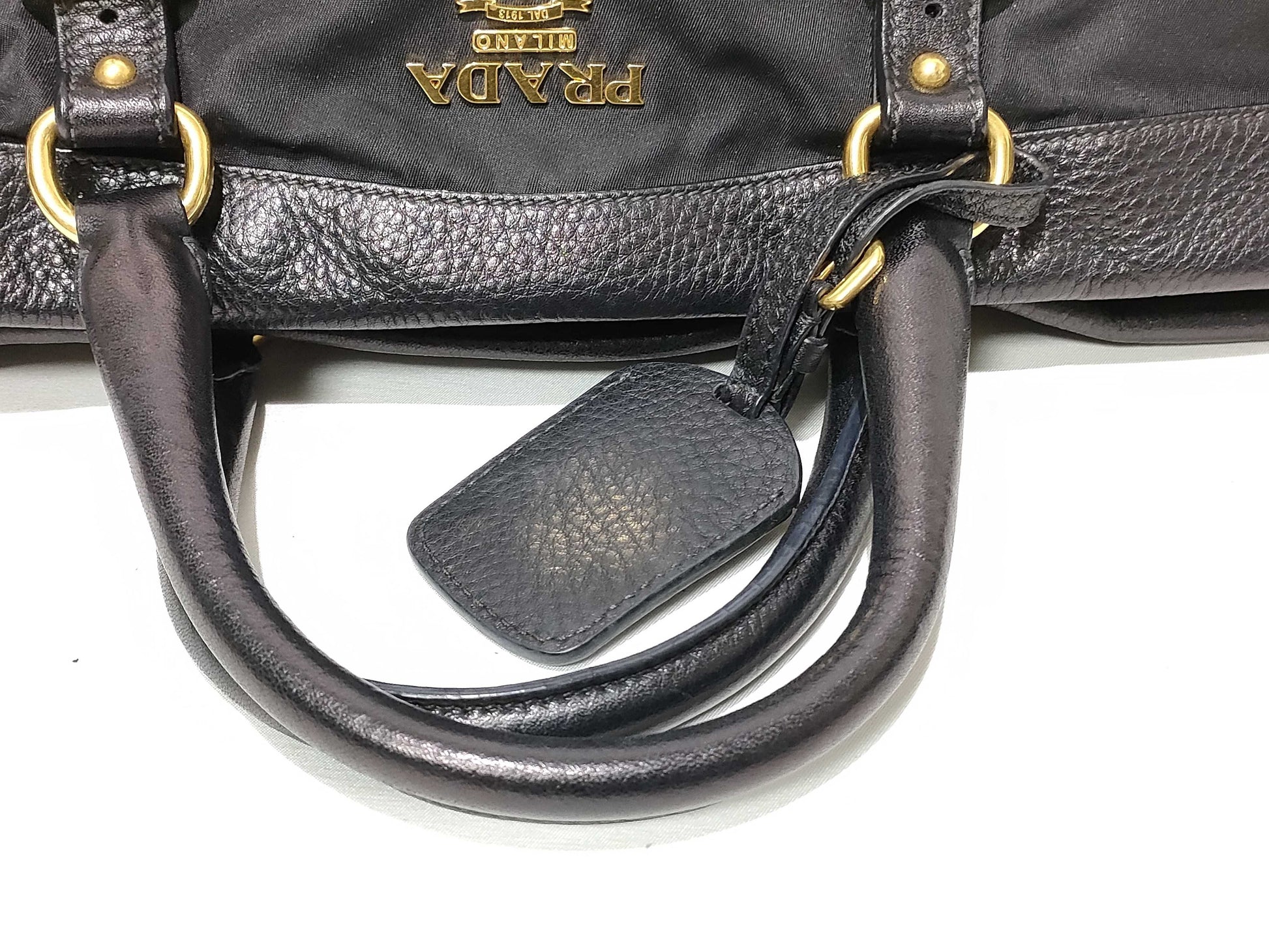 PRADA Nylon SG-Prada Nylon & Leather 2 Way Handbag Black BN2032 Handbag