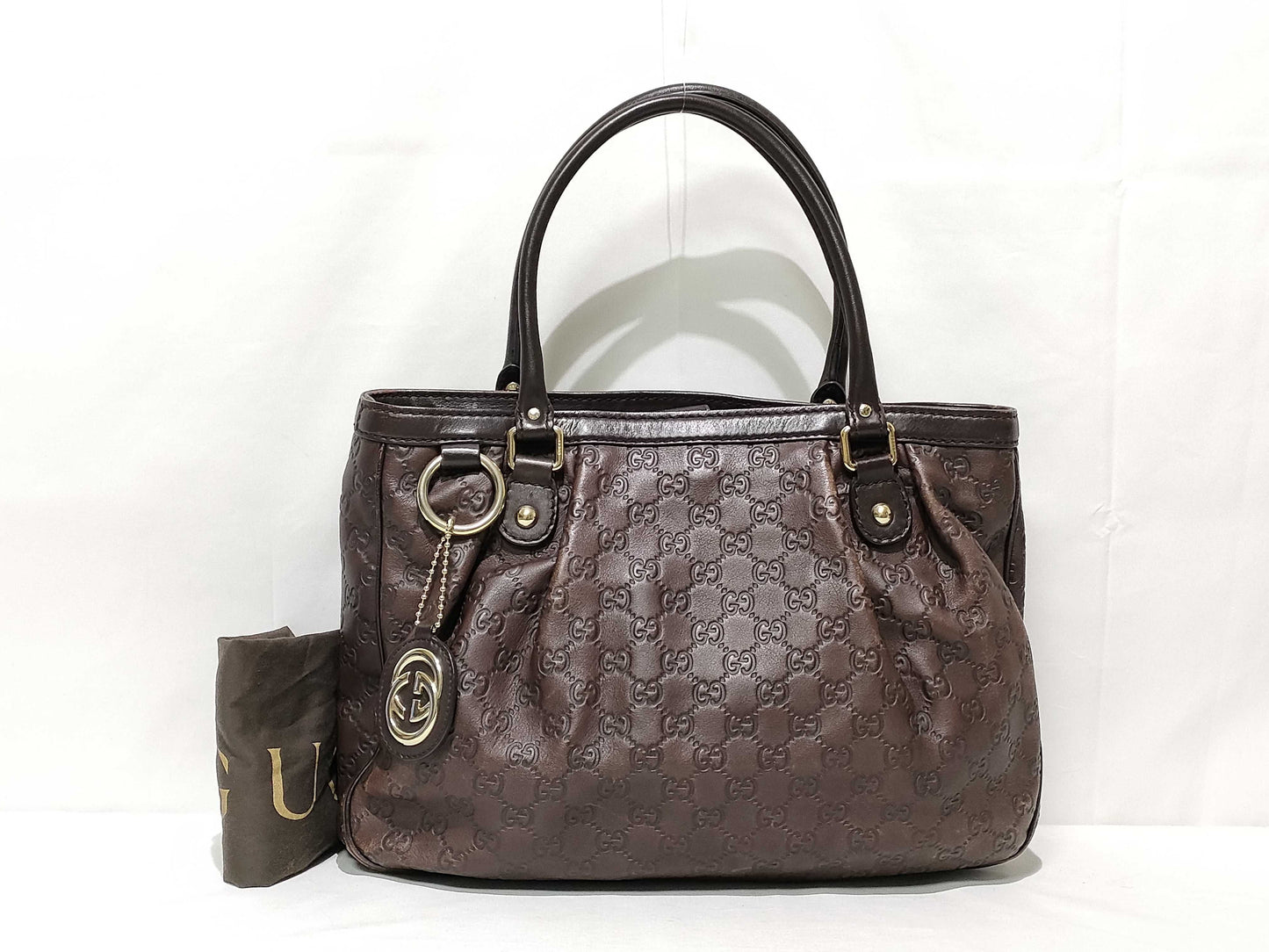 GUCCI SG-Gucci Guccissima Sukey Leather Tote bag Brown 296835 Handbag