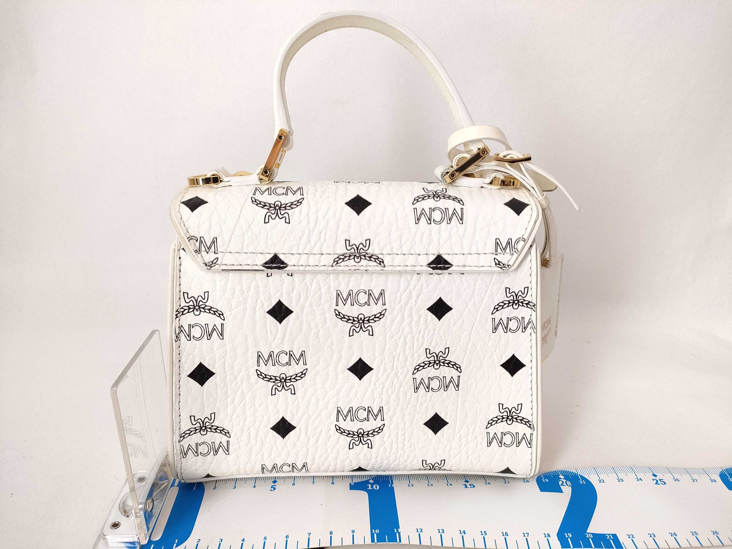 MCM SG-MCM Viscos Heritage Leather 2way Shoulder Bag White Handbag
