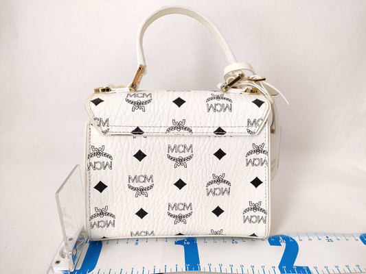 MCM SG-MCM Viscos Heritage Leather 2way Shoulder Bag White Handbag