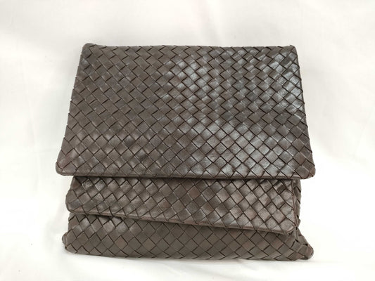 BOTTEGA VENETA Intrecciato Intrecciato Intrecciato Leather Messenger Brown Shoulder Bag