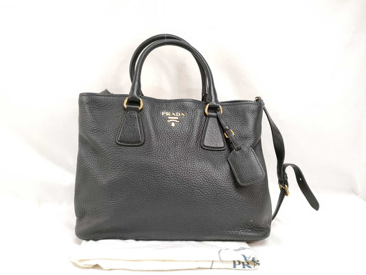 PRADA SG - Prada Vitello Daino Leather 2way handbag Black BN2794 Shoulder Bag