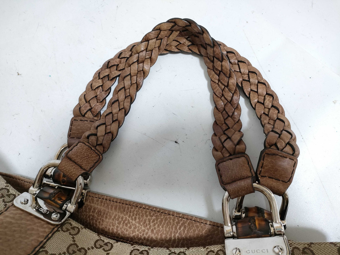 GUCCI Bamboo HK-Gucci 232947 486628 Bamboo GG Canvas Shoulder Bag