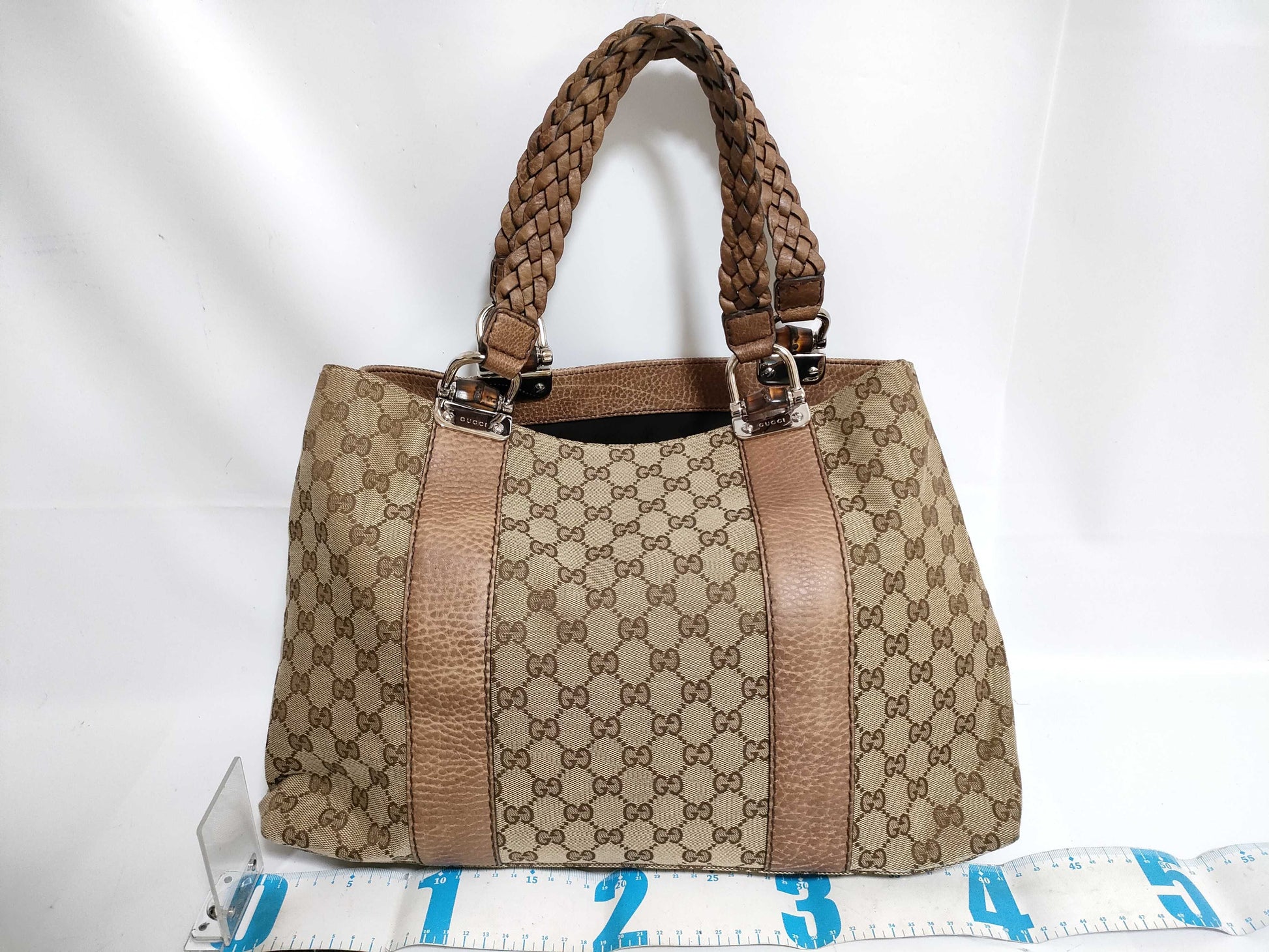 GUCCI Bamboo HK-Gucci 232947 486628 Bamboo GG Canvas Shoulder Bag
