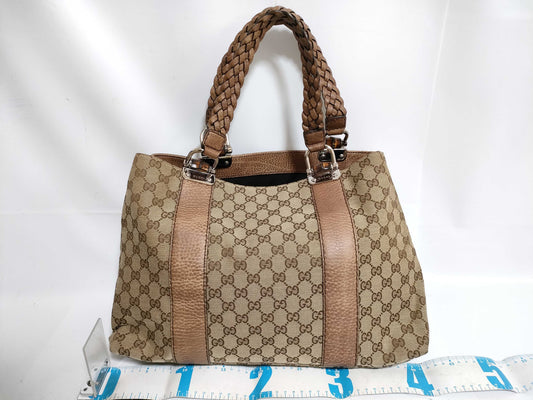 GUCCI Bamboo HK-Gucci 232947 486628 Bamboo GG Canvas Shoulder Bag
