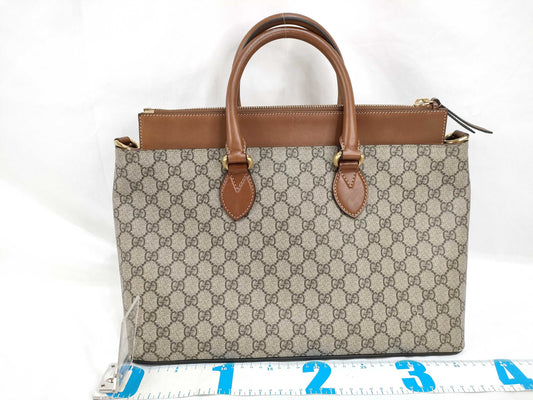 GUCCI GG Supreme ID - Gucci GG Supreme Canvas 2WAY Businessbag Brown 409533 Shoulder Bag