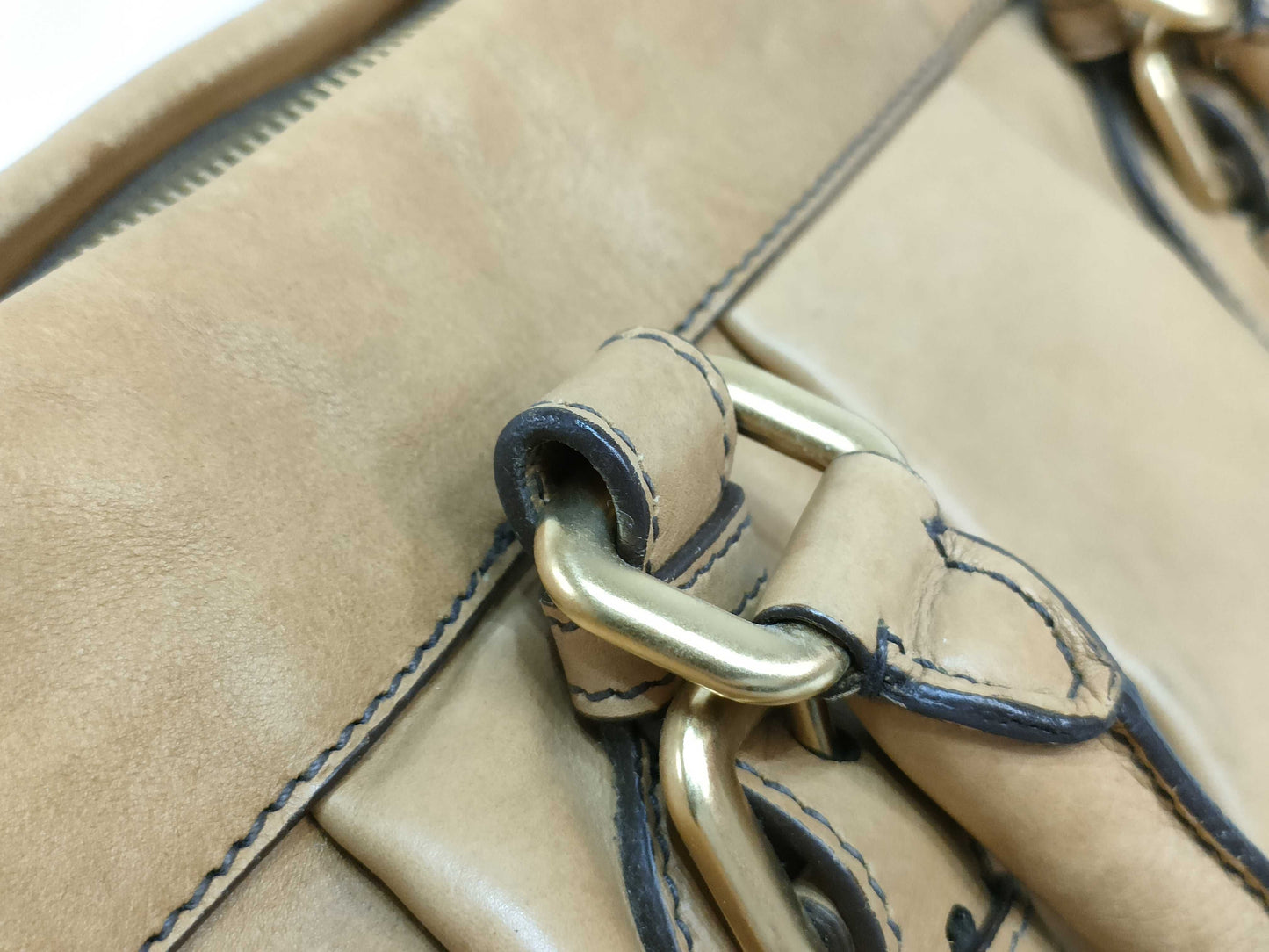 PRADA ID-Prada Cervo Leather Handbag Brown w/o Strap Handbag