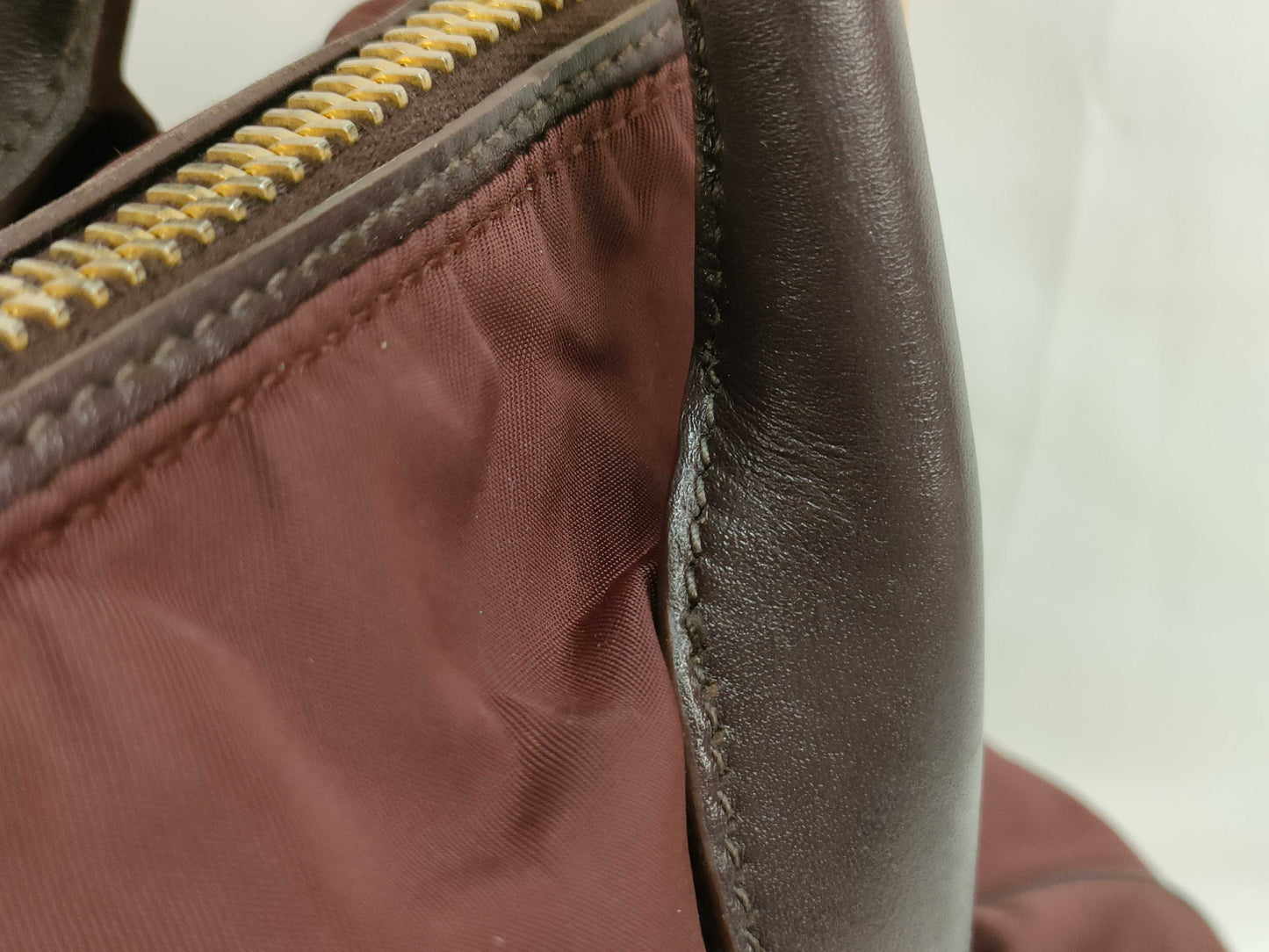PRADA Nylon ID-Prada Vitello Daino Leather 2way Handbag Shoulder Bag