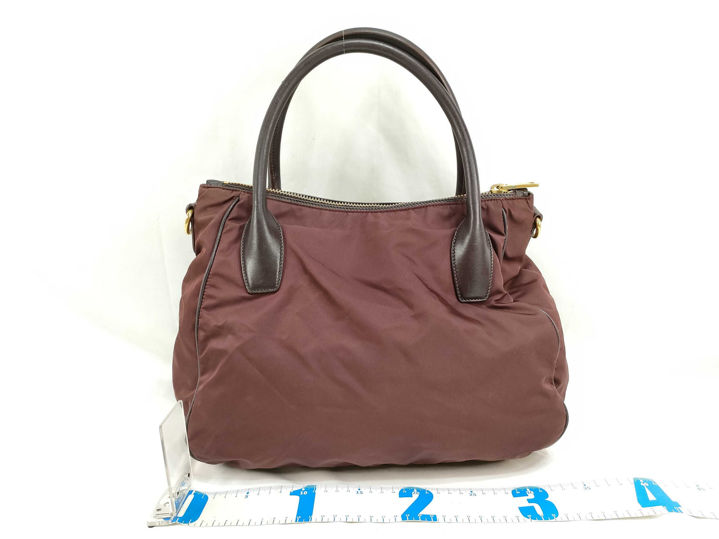 PRADA Nylon ID-Prada Vitello Daino Leather 2way Handbag Shoulder Bag