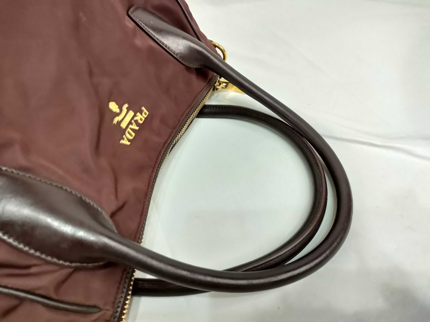 PRADA Nylon ID-Prada Vitello Daino Leather 2way Handbag Shoulder Bag