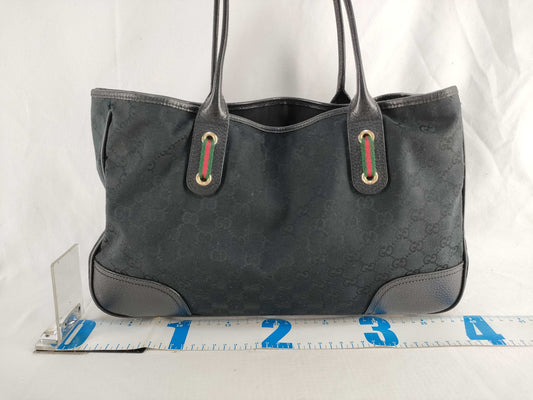 GUCCI SG-Gucci GG Canvas Canvas & Leather Tote bag Black 163805 Tote Bag