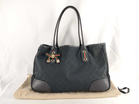 GUCCI SG-Gucci GG Canvas Canvas & Leather Tote bag Black 163805 Tote Bag