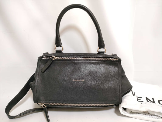 GIVENCHY HK-Givenchy Pandora Leather Black 2ways Bag Handbag