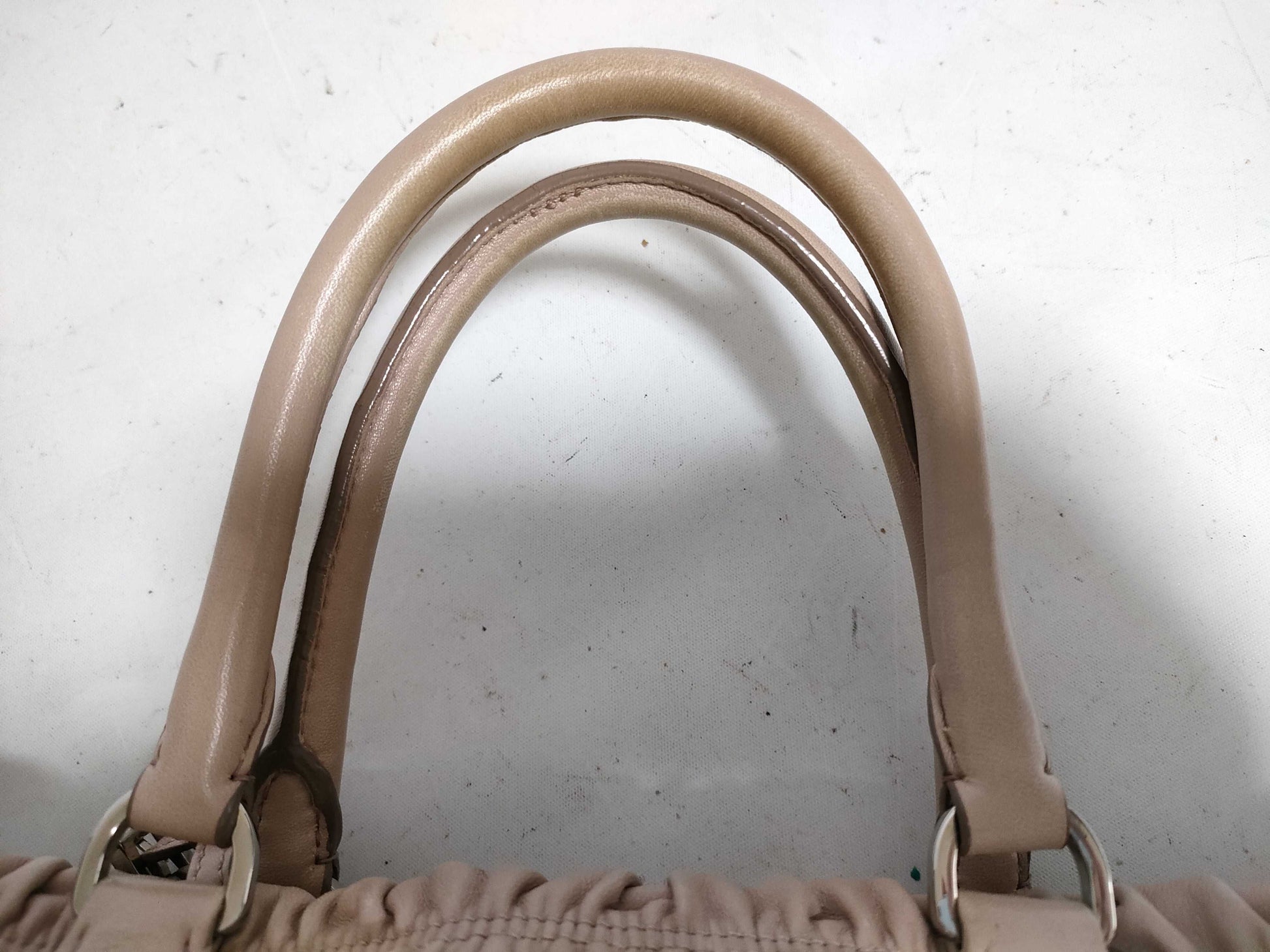 PRADA Nylon Prada Tesuto Gathered 2-Way Handbag Beige B2587L Handbag