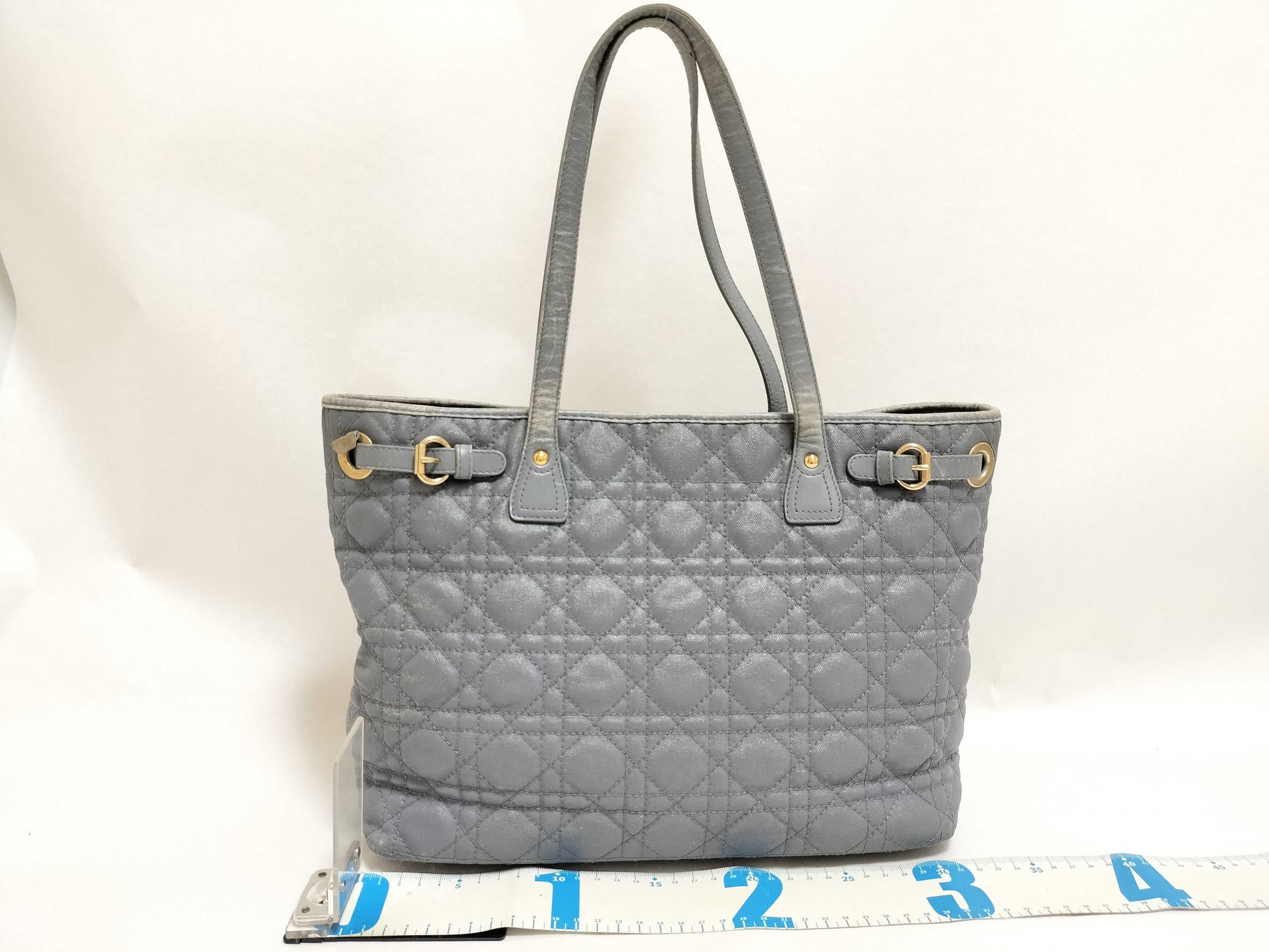 Dior Lady Dior Lady Dior Cannage Panarrea Charm Tote Bag Grey Tote Bag