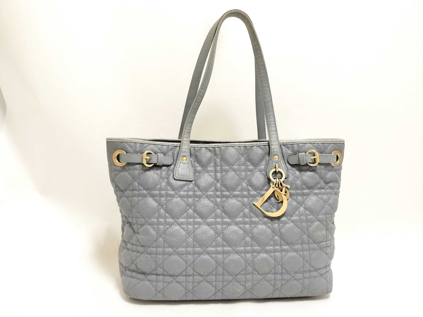 Dior Lady Dior Lady Dior Cannage Panarrea Charm Tote Bag Grey Tote Bag