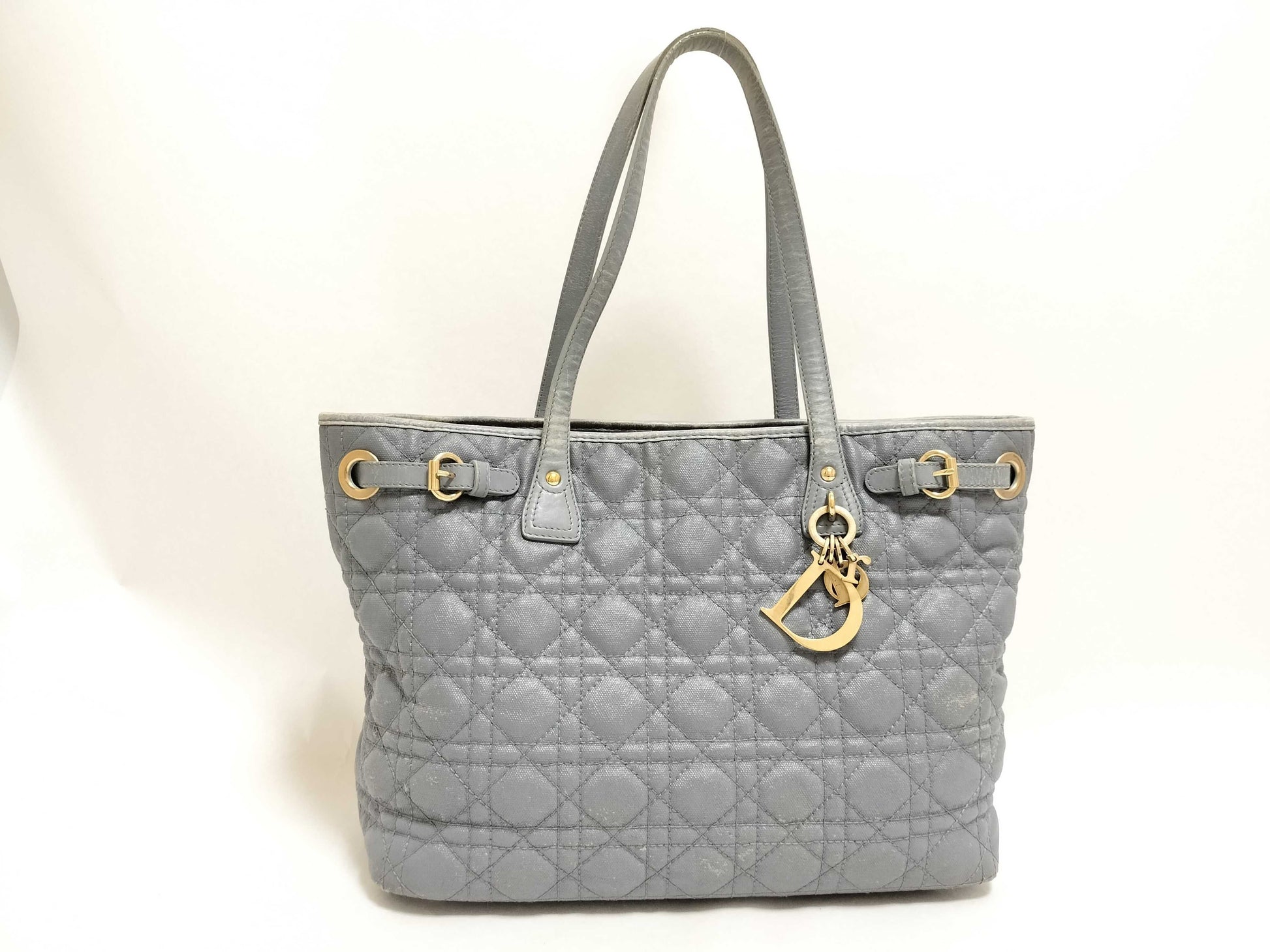 Dior Lady Dior Lady Dior Cannage Panarrea Charm Tote Bag Grey Tote Bag