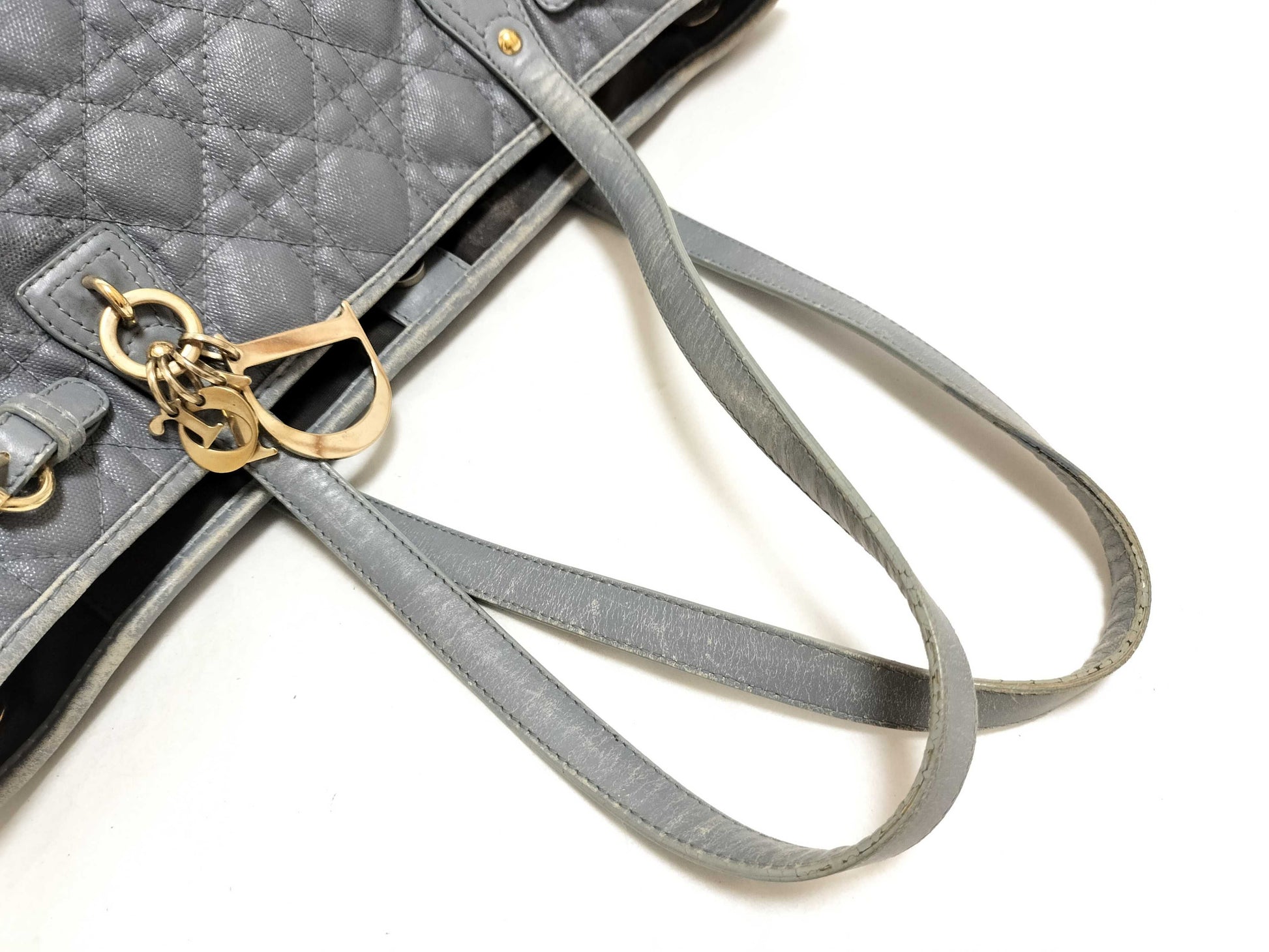 Dior Lady Dior Lady Dior Cannage Panarrea Charm Tote Bag Grey Tote Bag