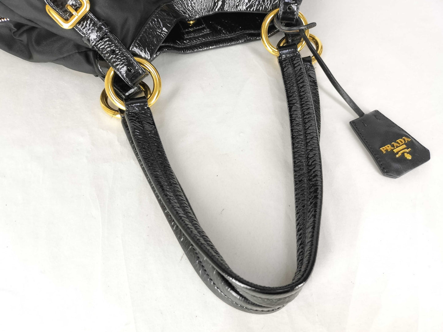 PRADA Tesuto x Enamel Handbag Black Handbag