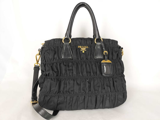 PRADA Tesuto 2-Way Handbag Black B1336M Handbag