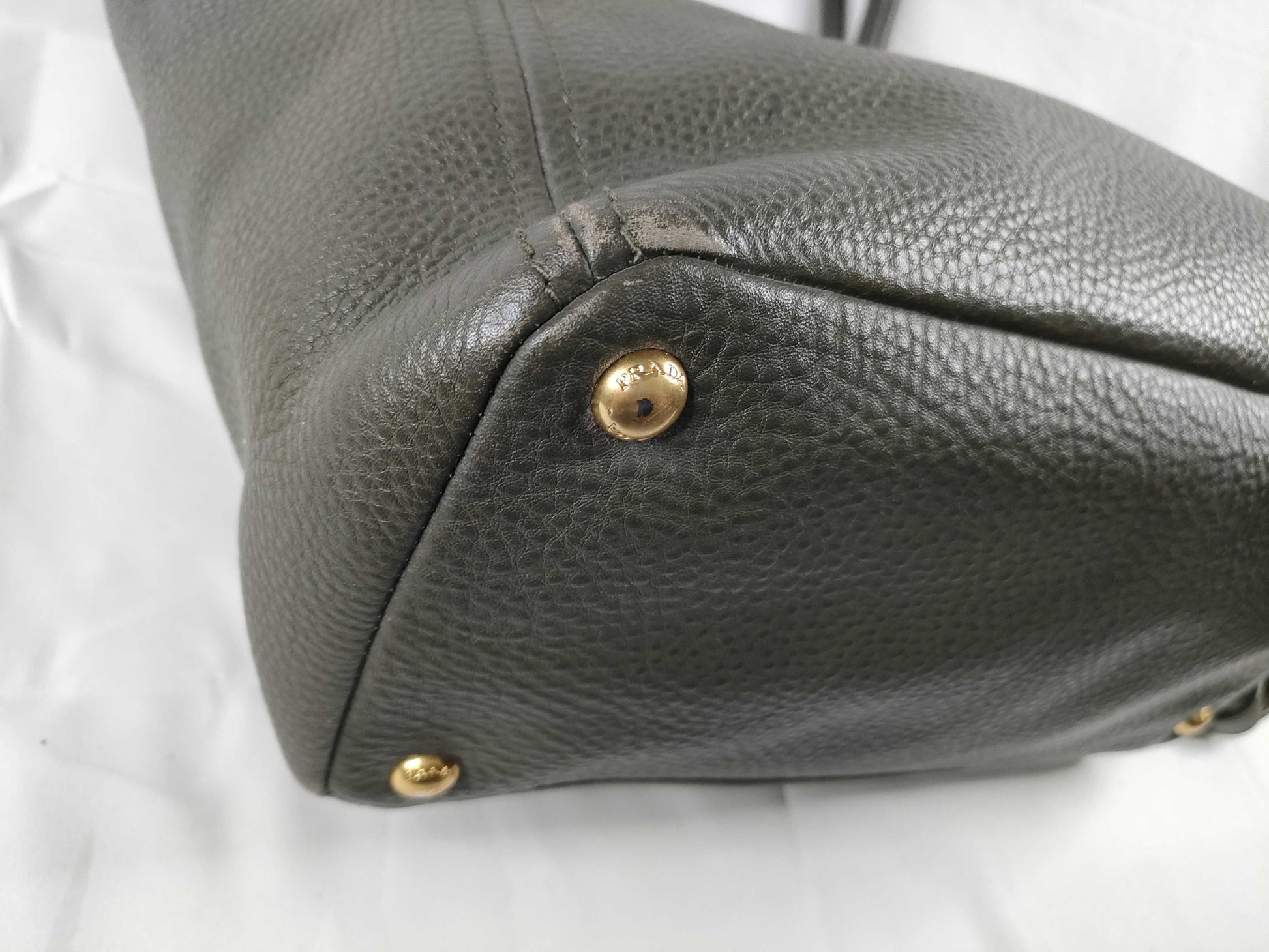 PRADA SG-Prada Vitello Daino Leather 2way handbag Grey BN2435 handbag