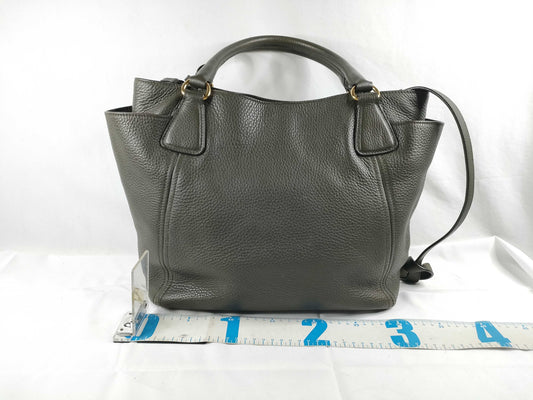 PRADA SG-Prada Vitello Daino Leather 2way handbag Grey BN2435 handbag