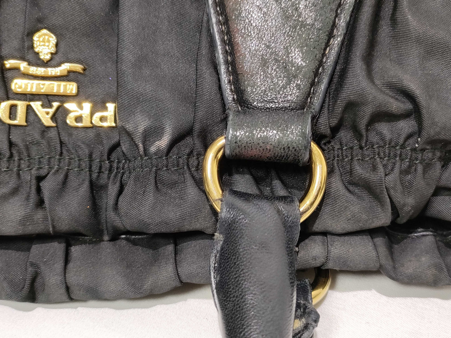 PRADA Nylon SG-Prada Tessuto nylon x leather 2 Way Handbag Black BN1336 Handbag
