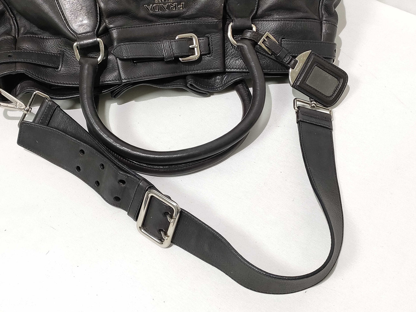 PRADA SG - Prada Leather Shoulder bag Black Handbag