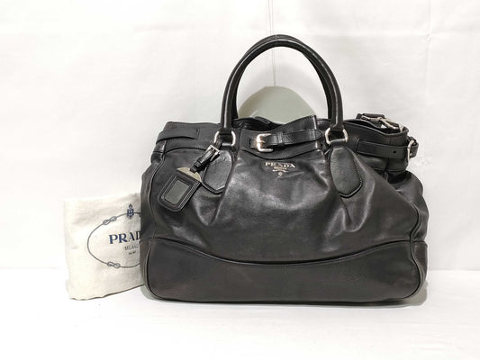 PRADA SG - Prada Leather Shoulder bag Black Handbag