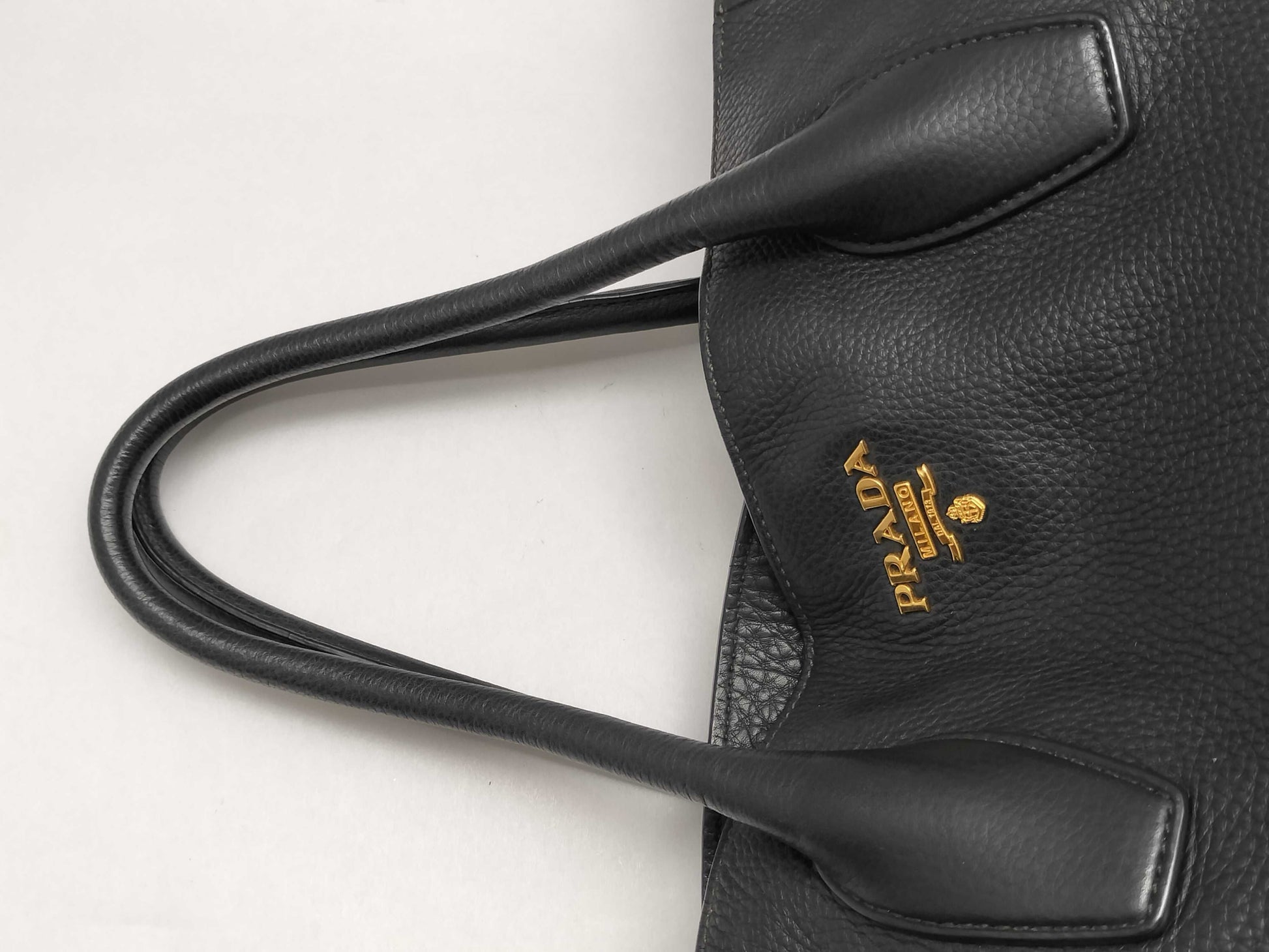PRADA SG-Prada Vitello Black Leather Tote Bag