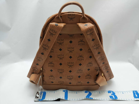MCM SG-MCM Visetos Leather x Studs Backpack Brown Backpack
