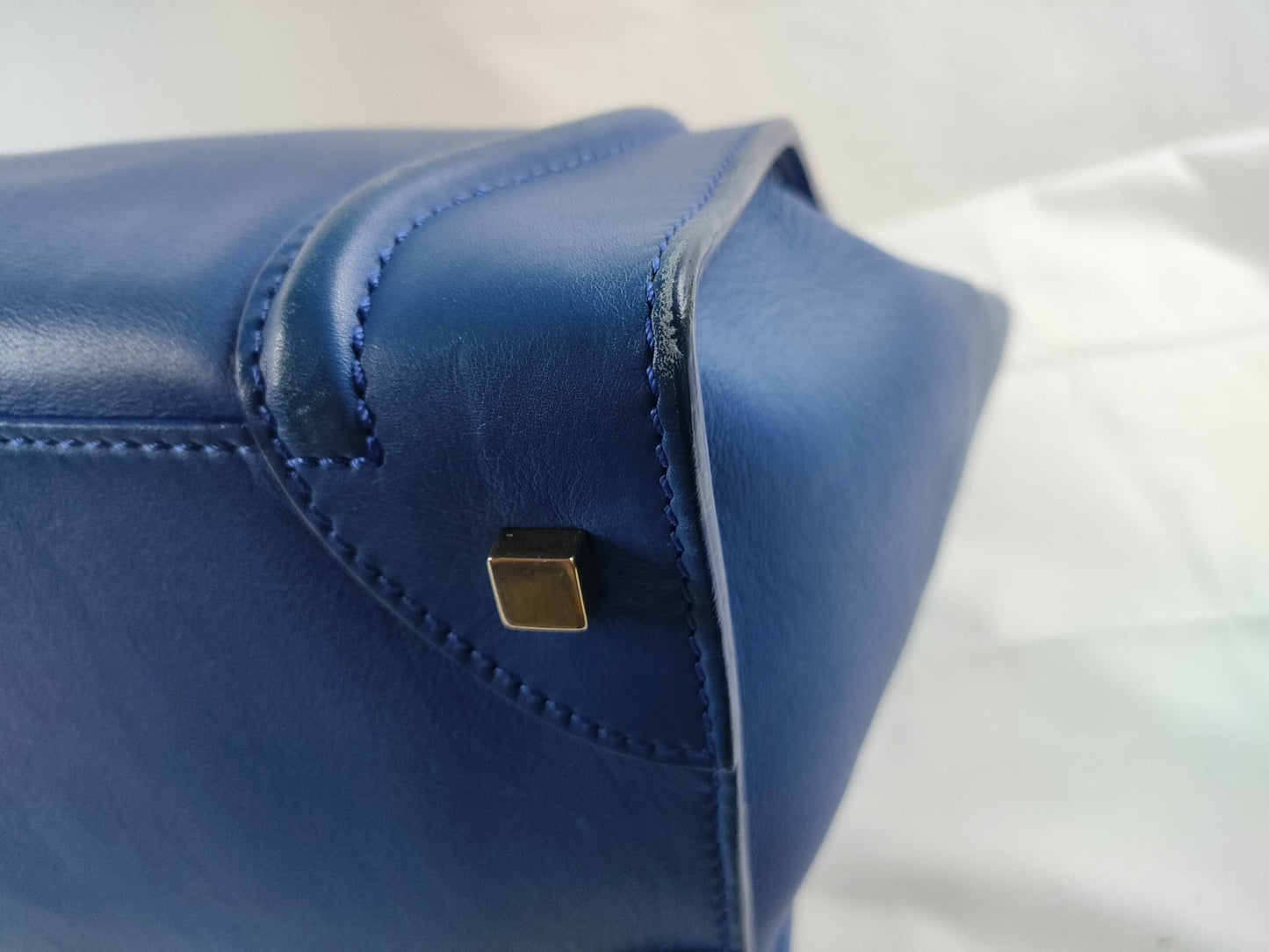 CELINE SG-Celine Luggage Mini shopper Leather Hand bag Blue Handbag